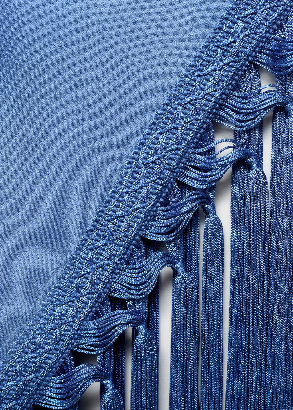 Asymmetrical satin dress with fringes