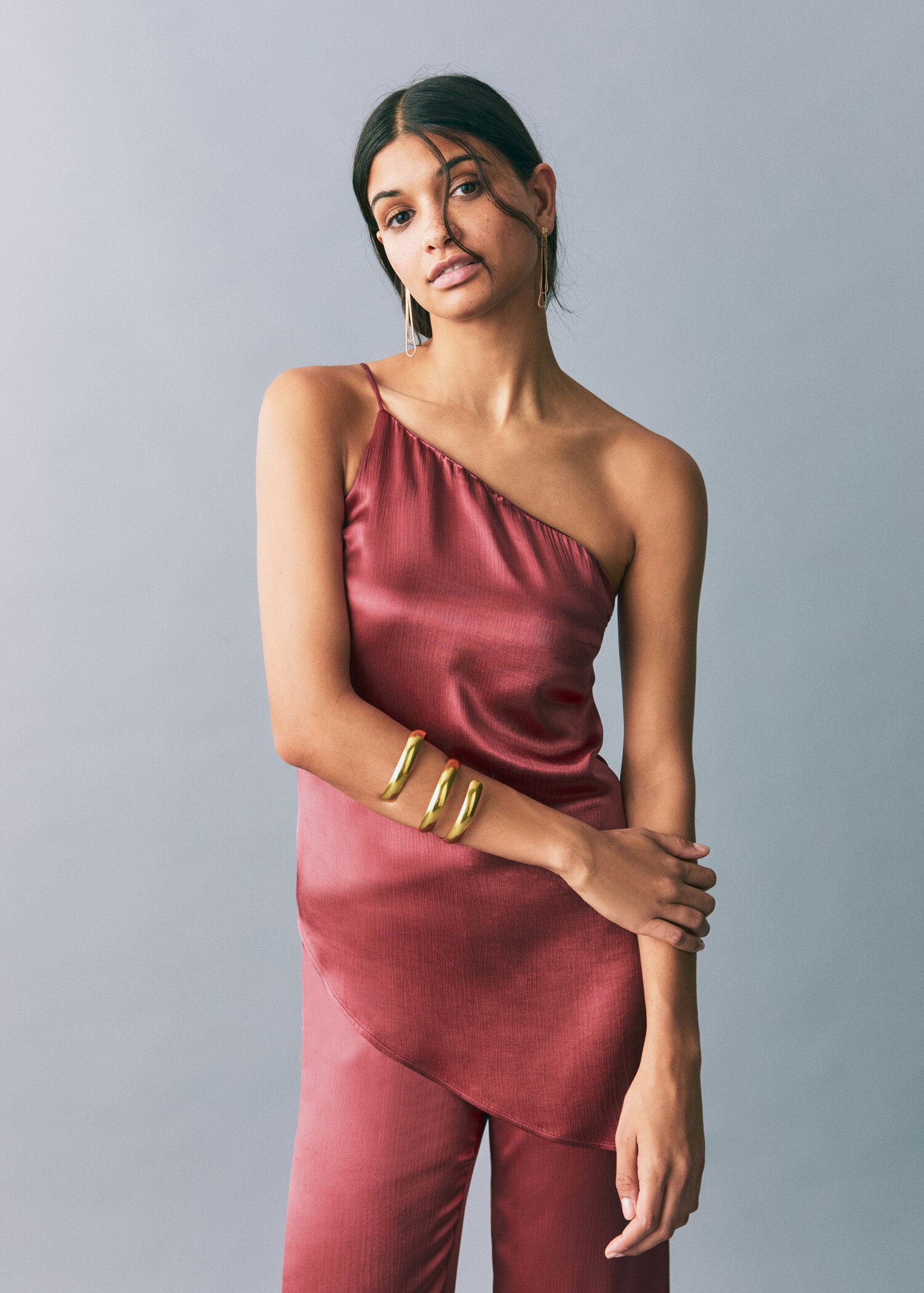 Asymmetrical satin top - Medium plane