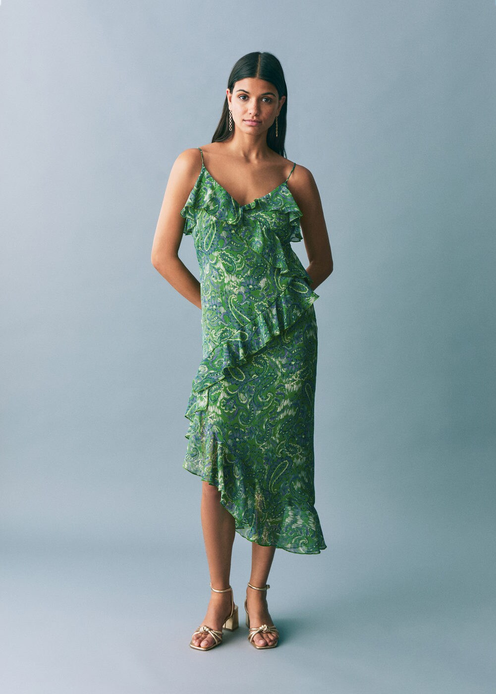 Ruffled printed dress