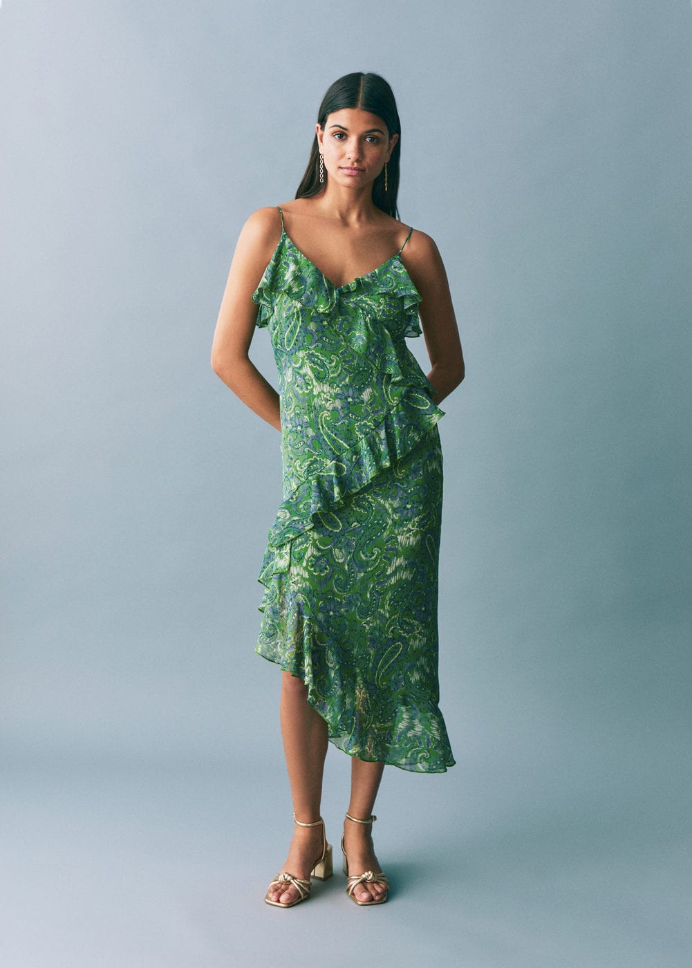 Ruffled printed dress