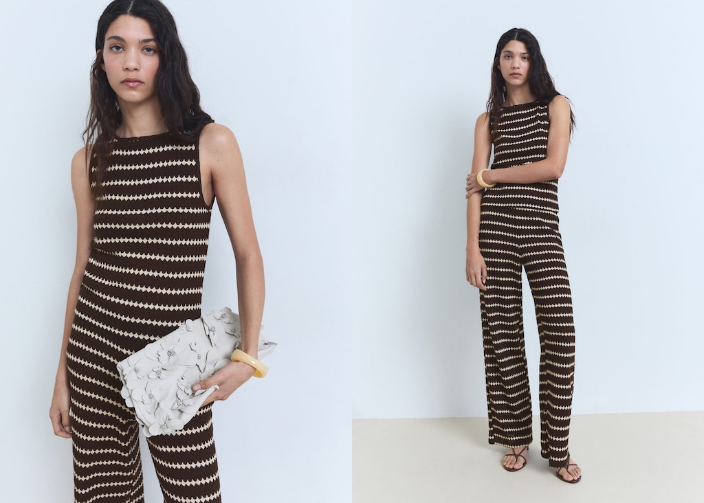 Knitted top with geometric print