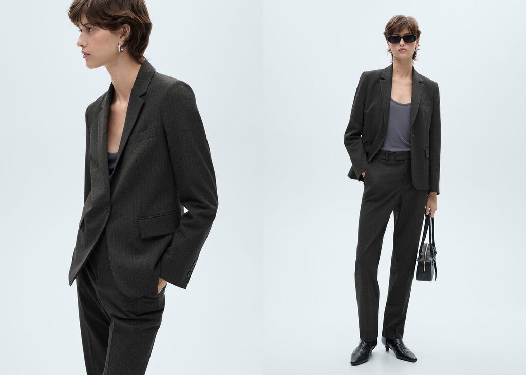 Pinstripe suit blazer