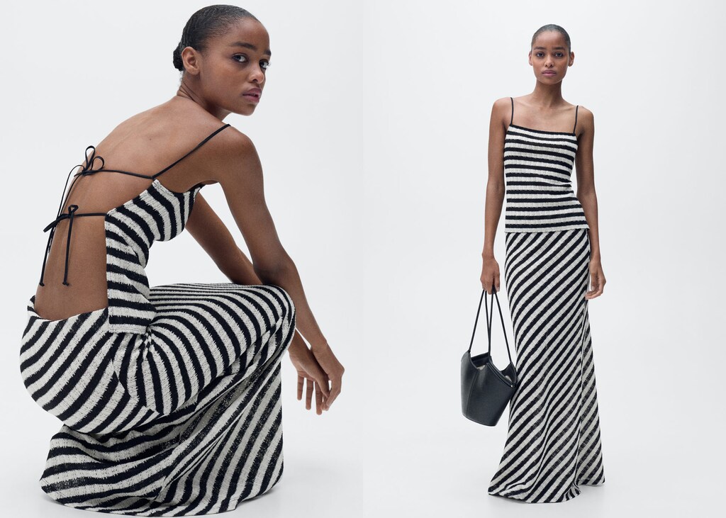 Striped knitted fitted top