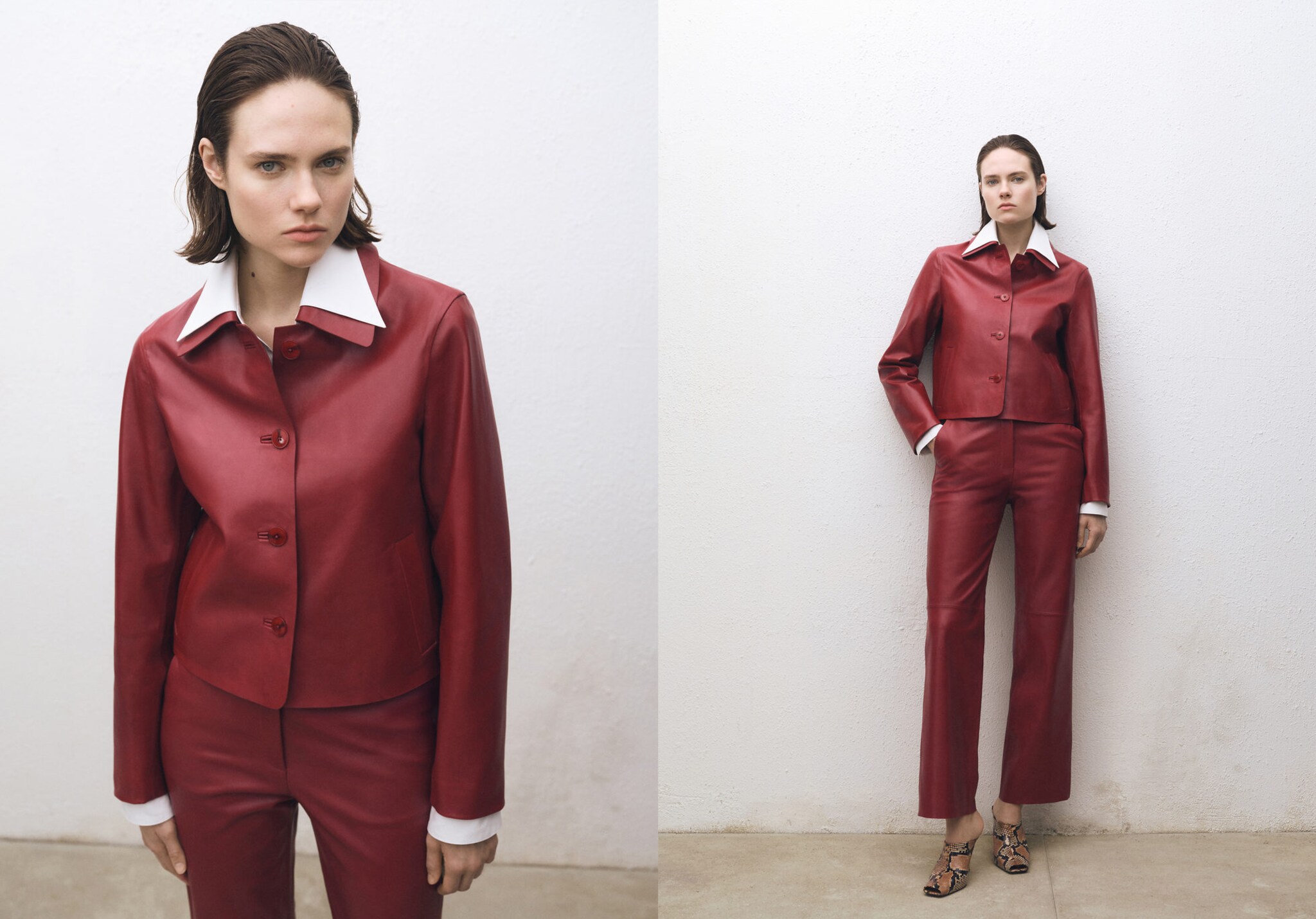 Buttoned leather jacket - Panoramic plane