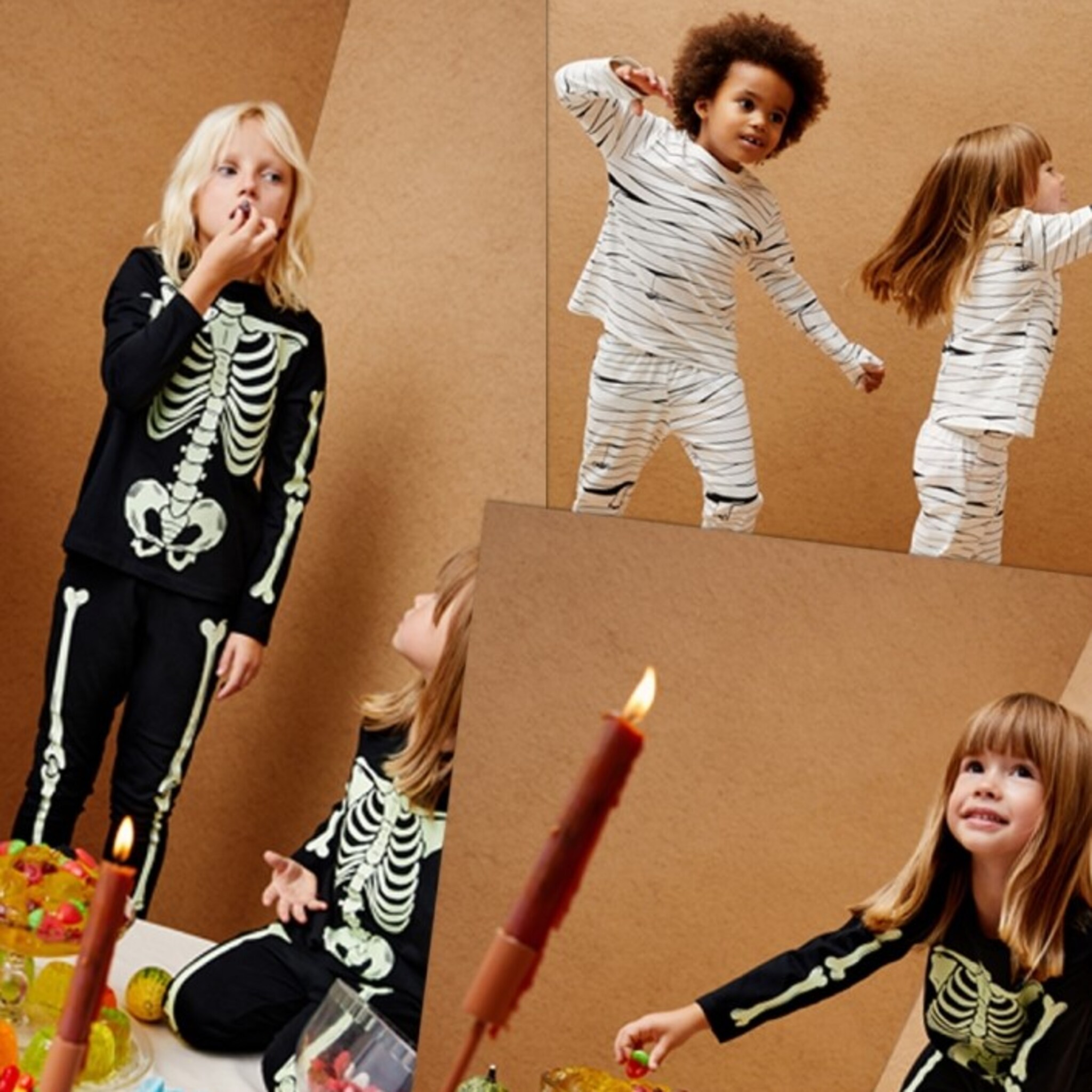 Niñas y niños disfrazados de Halloween